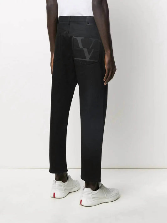 V-Logo Cropped Jeans