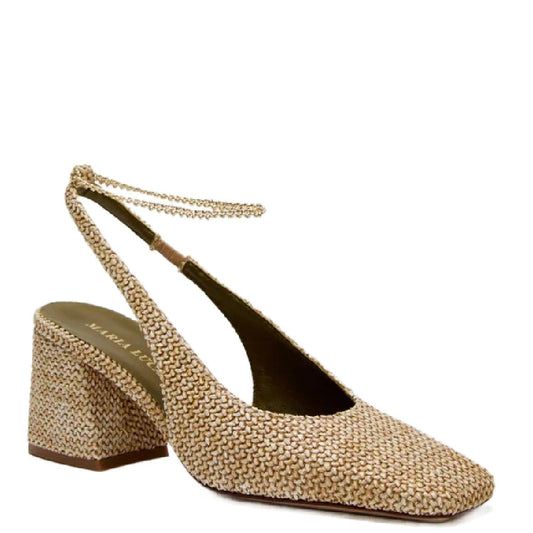 Women's Ilaria Raffia Leather Heels Pumps