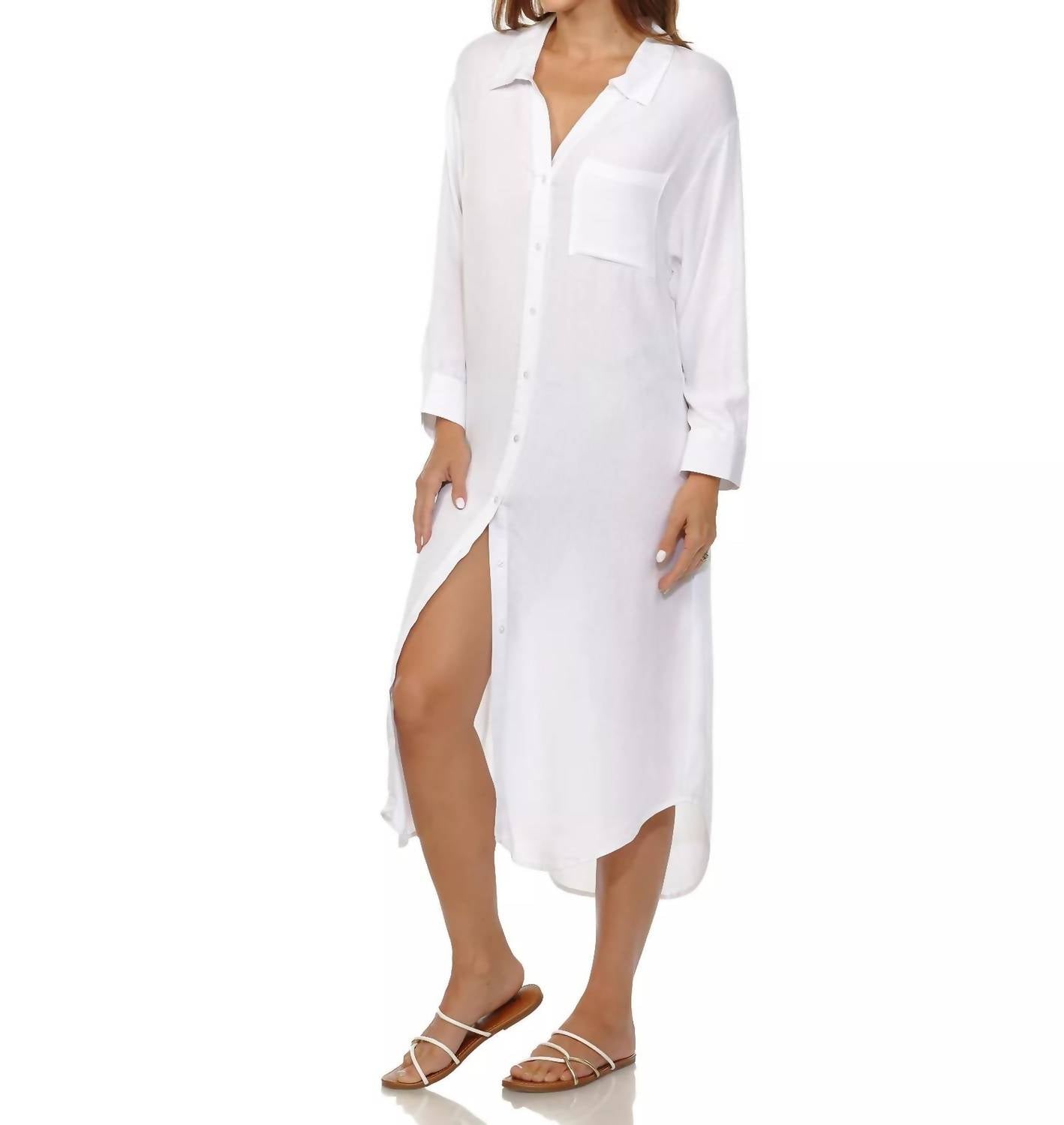 Langes Hemdblusenkleid als Überwurf