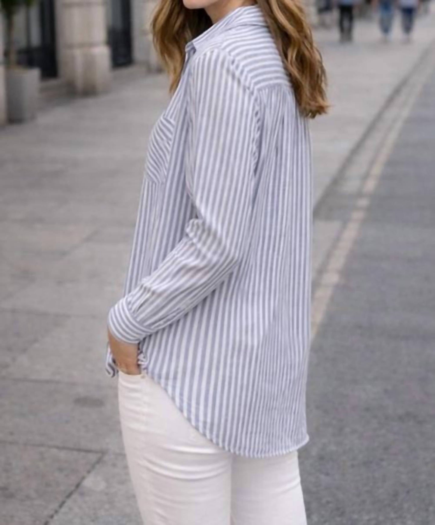 Gestreifte Bluse mit Knopfleiste