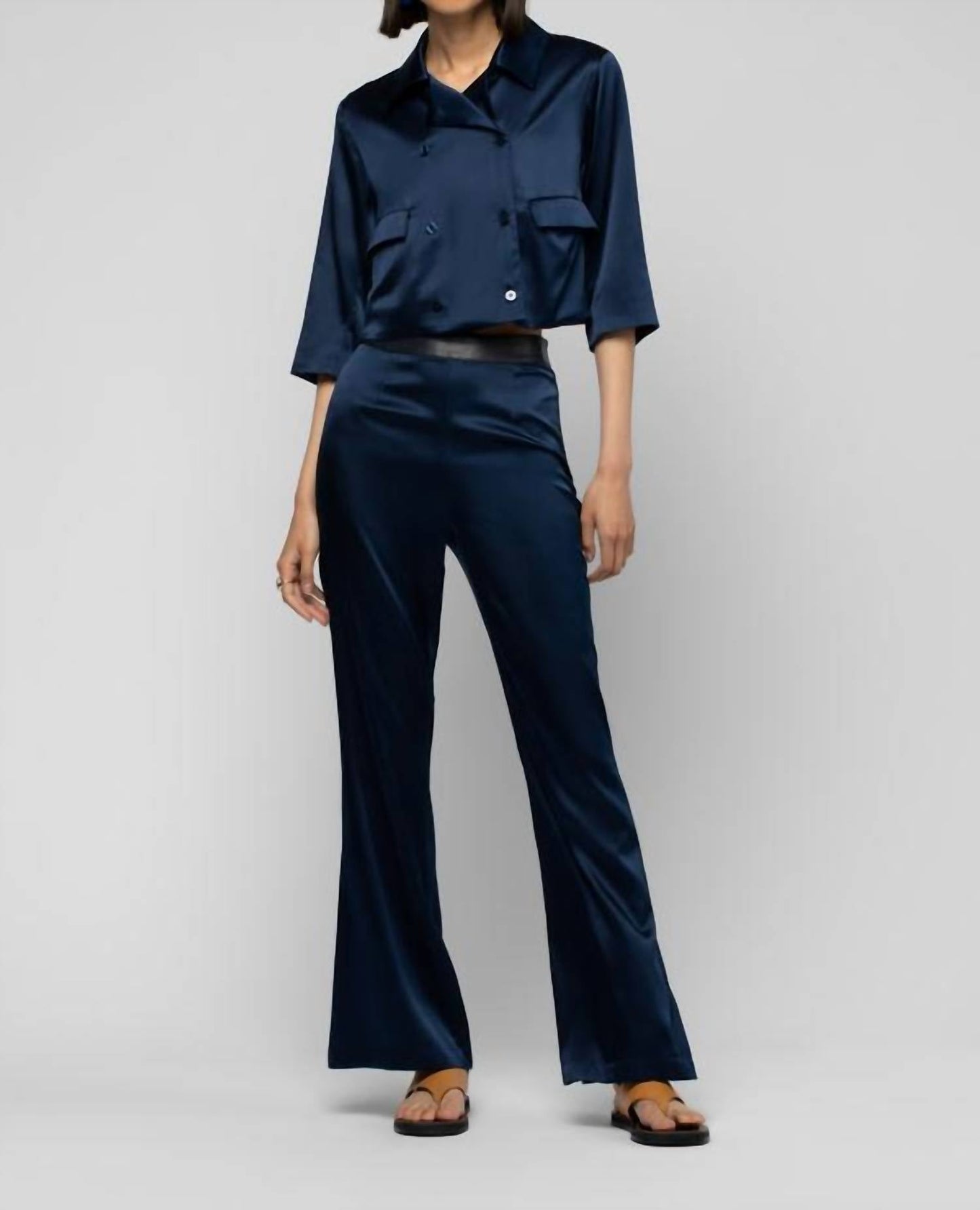 Balicia Silk Pant With Leather Detail