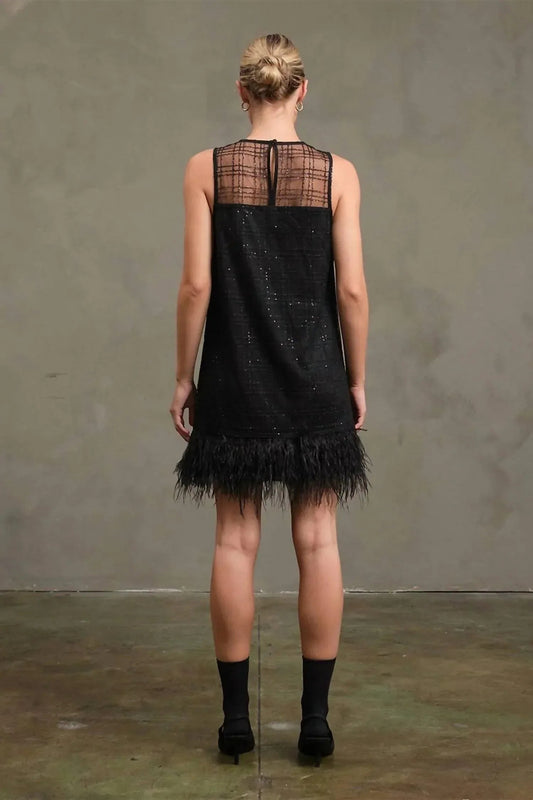 Women's Feather Trim Dress
