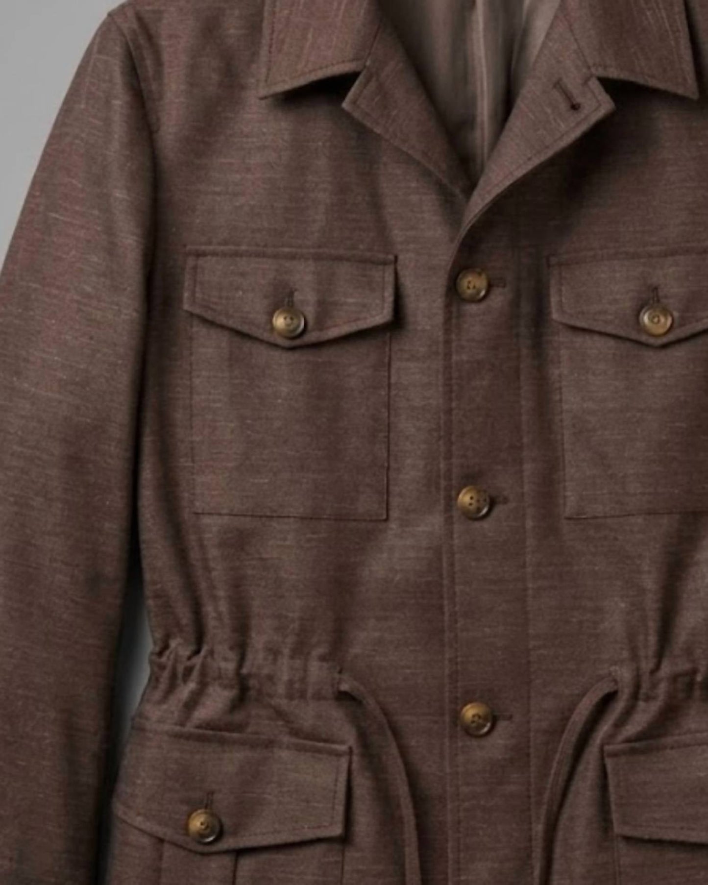 Herren Leinen-Overshirt im Feldjacken-Stil