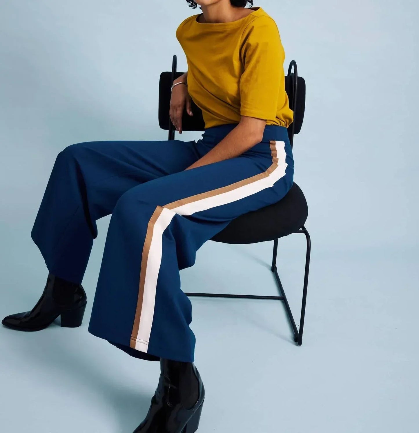 Stephanie Weite Hose mit Streifen aus Ponte-Material