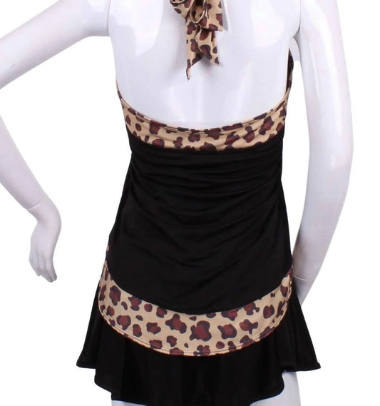 Neckholder-Leoparden-Oberteil