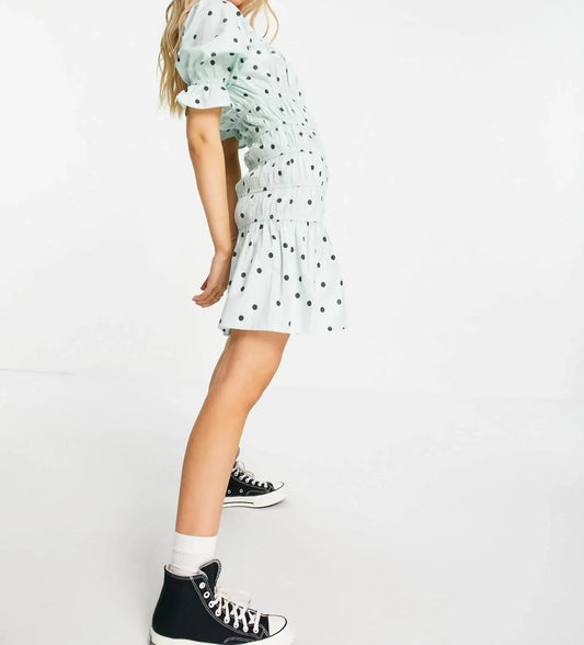 Cotton Poplin Polka Dot Mini Tea Party Dress