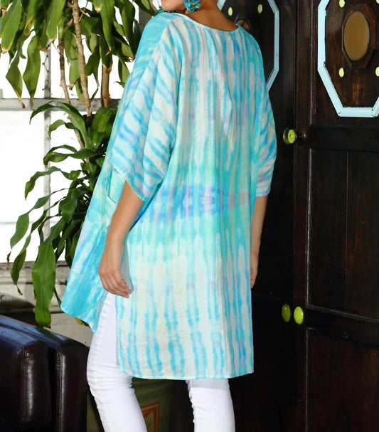 Artisan Tie Dye Gauze Round Neck Kaftan Top