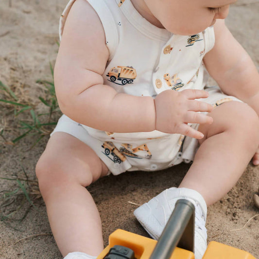 Boys Construction Crew Sleeveless Romper