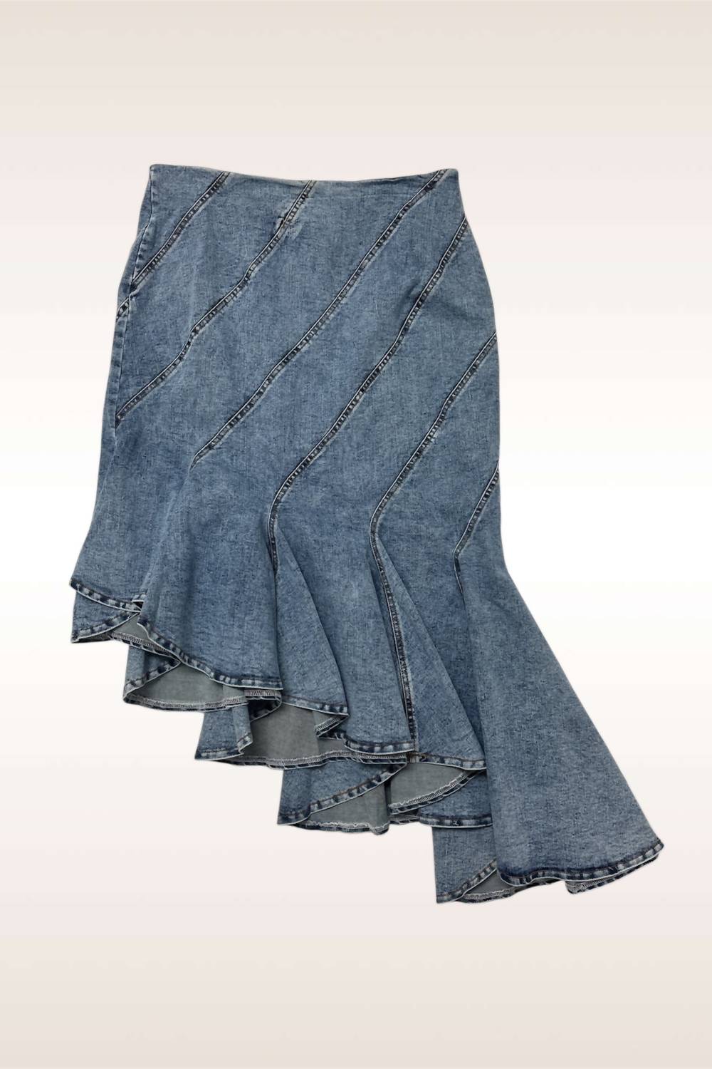 Jeansrock mit Kaskadenrüschen
