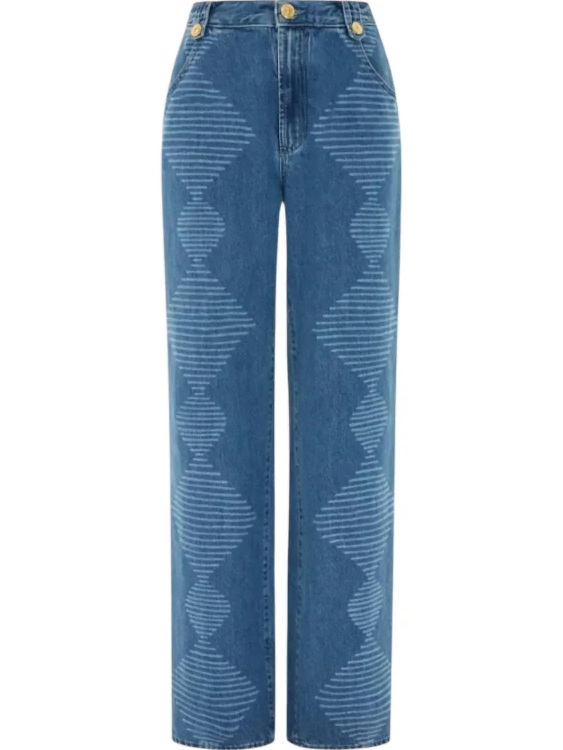 Laserbedruckte Cropped Wide Leg Jeans