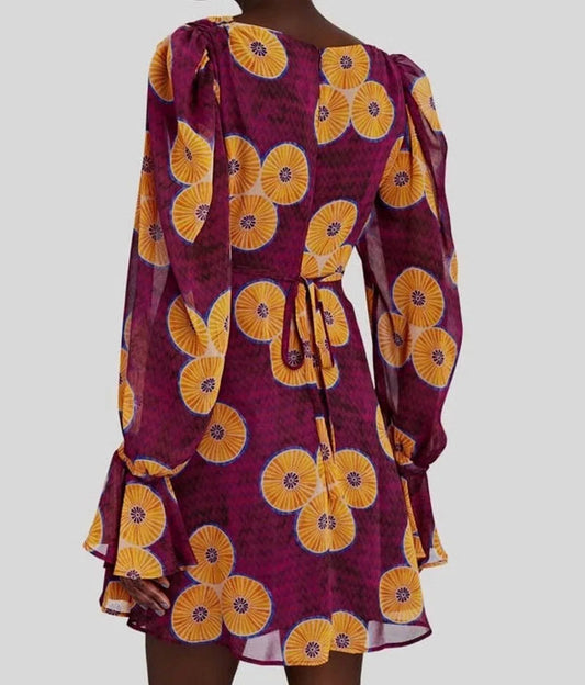 Amelie Printed Cut-out Mini A-line Dress