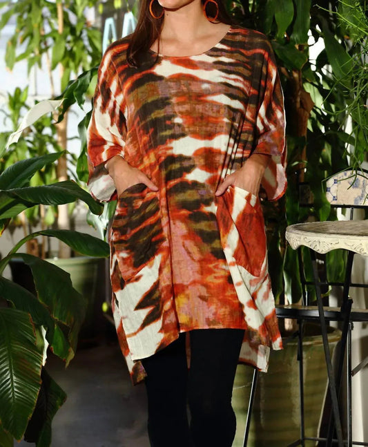 Artisan Tie Dye Gauze Round Neck Kaftan Dress