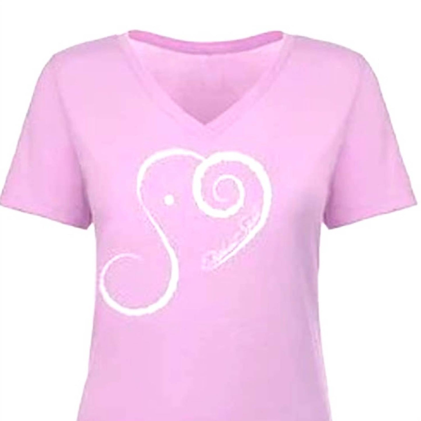 Damen T-Shirt mit Elefantenmotiv aus Baumwollmischung, V-Ausschnitt, Kurzarm