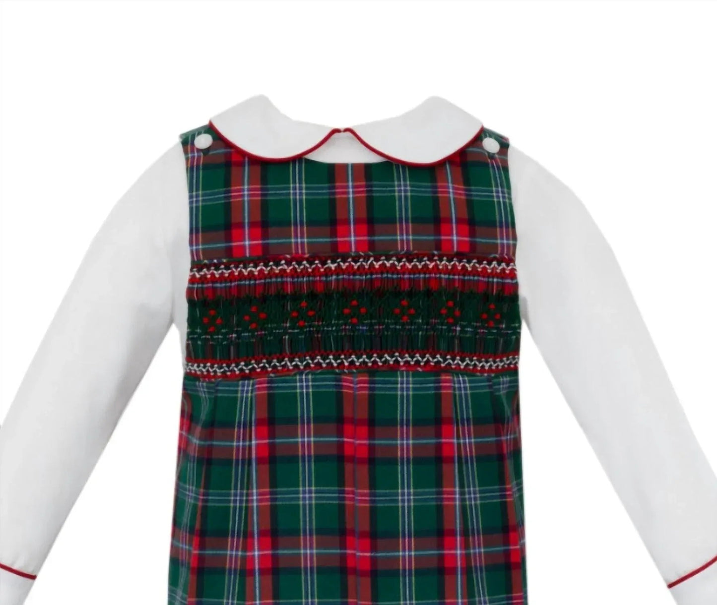 Boy's Plaid Smocked Short Jon Jon With Long Sleeve Shirt Set