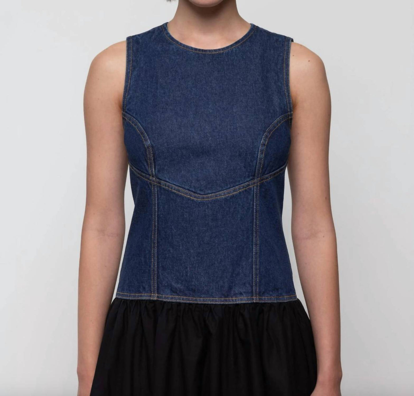Damen Jeans Korsett Midi-Kleid