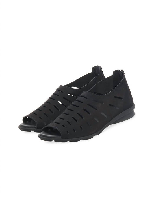 Women's Christos Leather Flats Zip Back Shoes