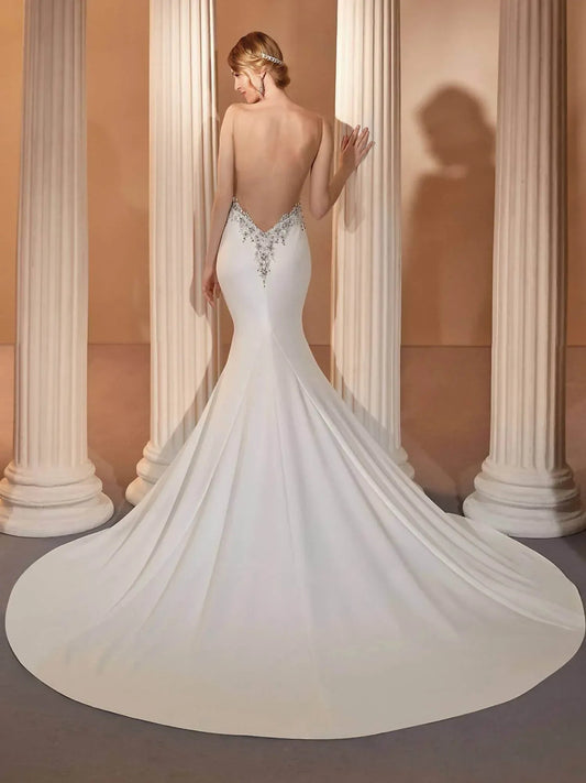 Crepe Plunging Sculptured Gown