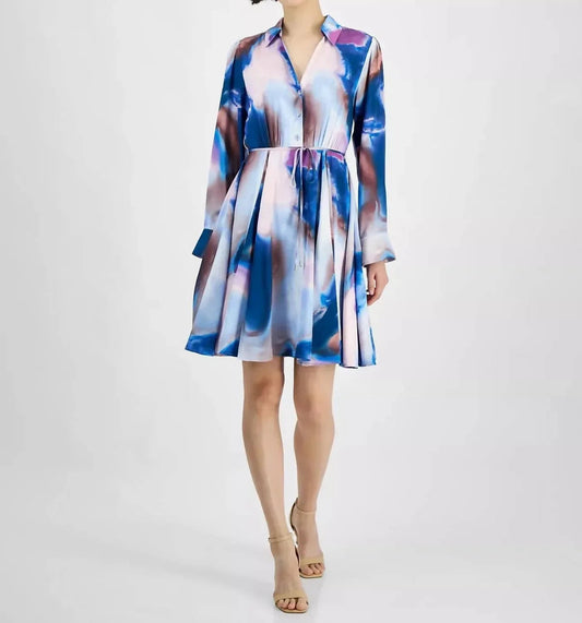 Spread-collar Long-sleeve Dress