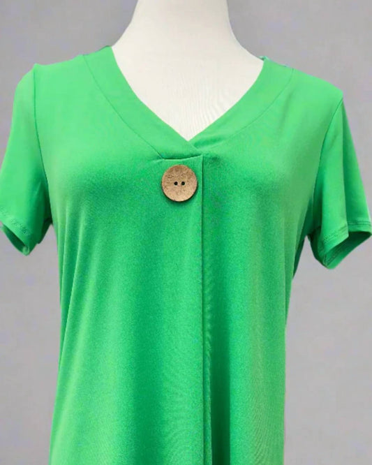 Women's Button Detail Short Sleeve Top - Plus