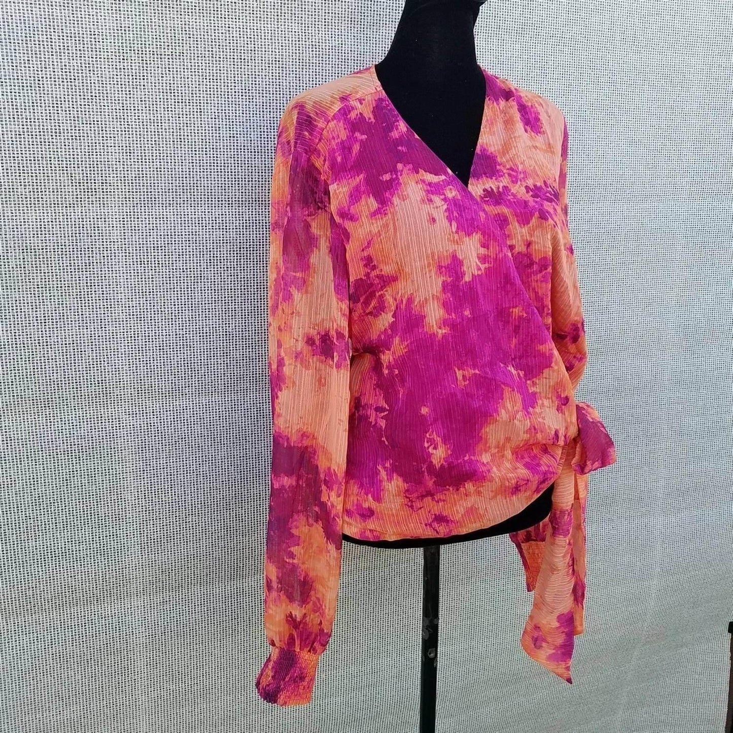 Long Sleeve Wrap Blouse