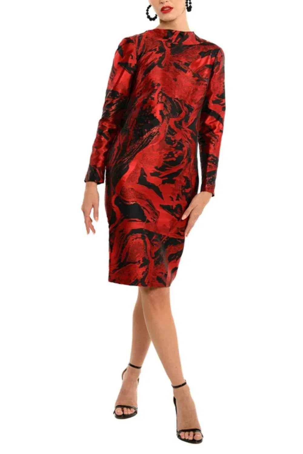 Metallic Abstract Back Bow Sheath Dress