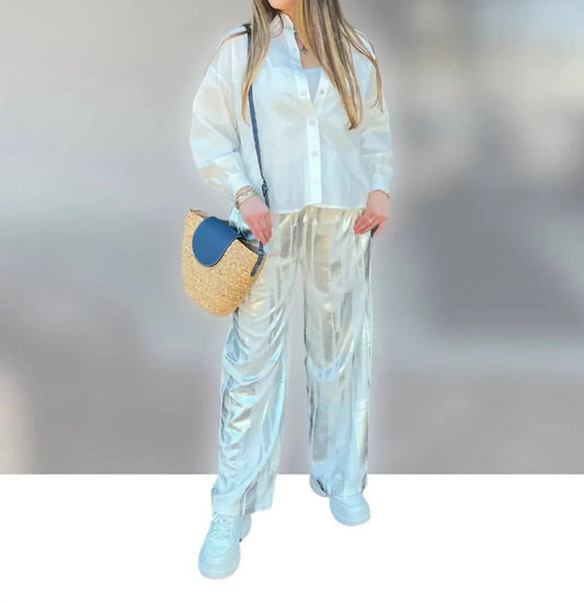 Foil Wide Leg Pants