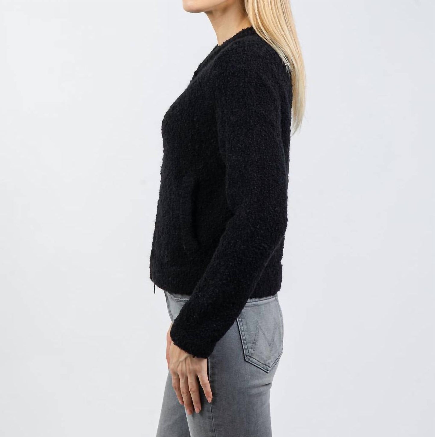 Boucle Zip Knit Sweater