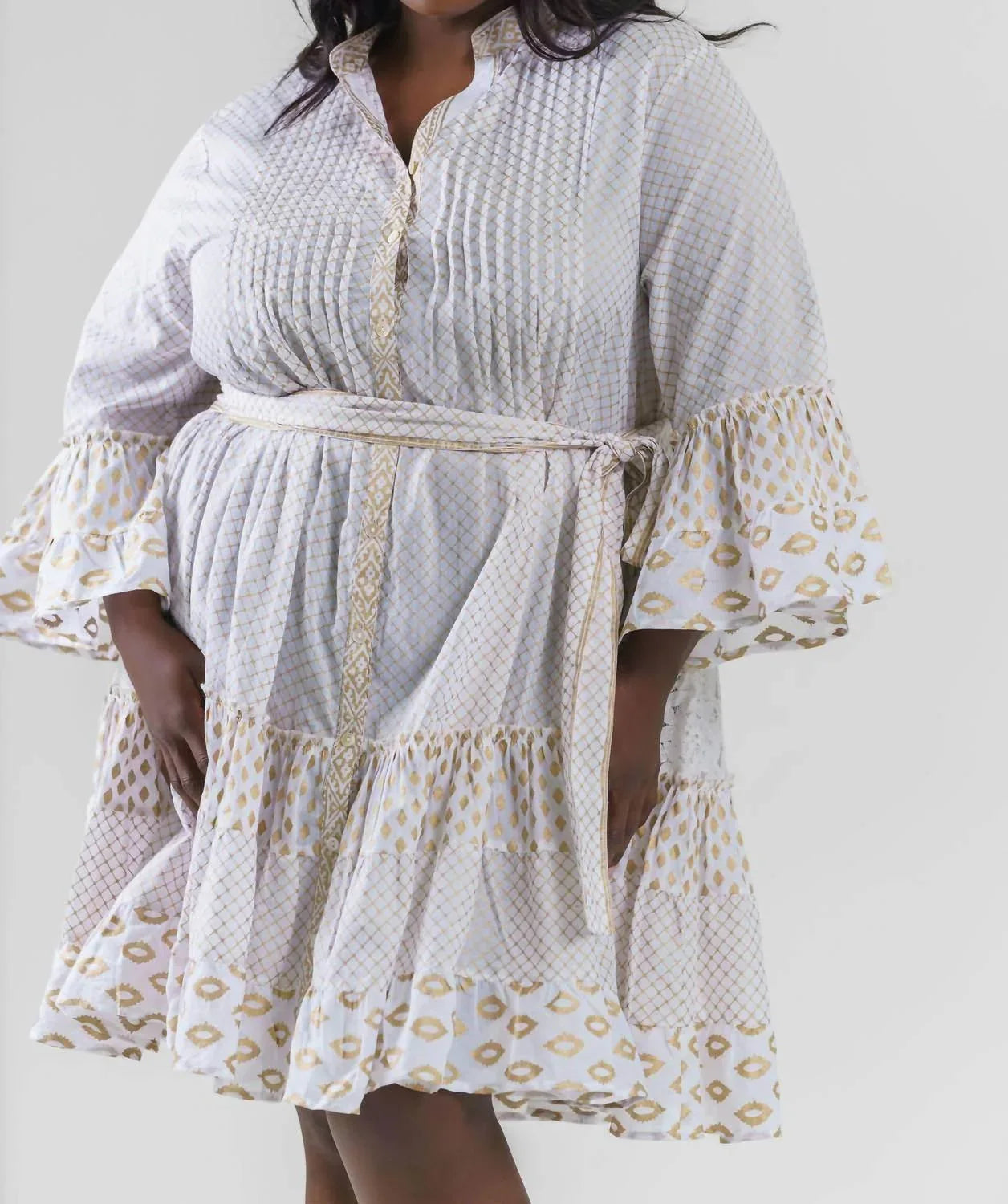 Short Net Print Mini Dress - Plus