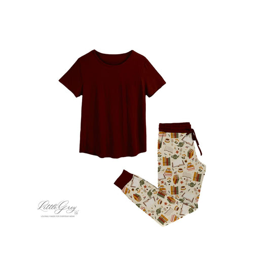 Women's Short Sleeve Top And Jogger Pants Set