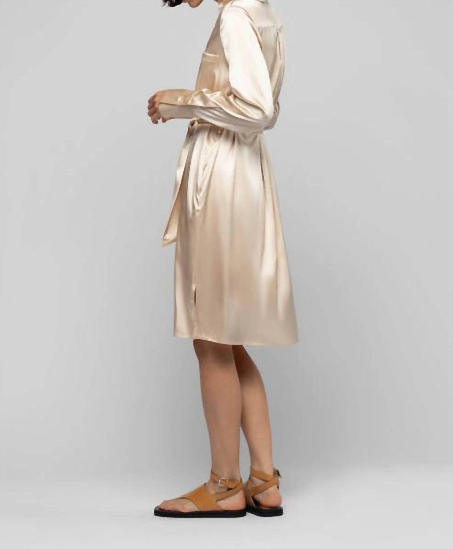 Raesa Seiden-Minikleid mit Lederdetails