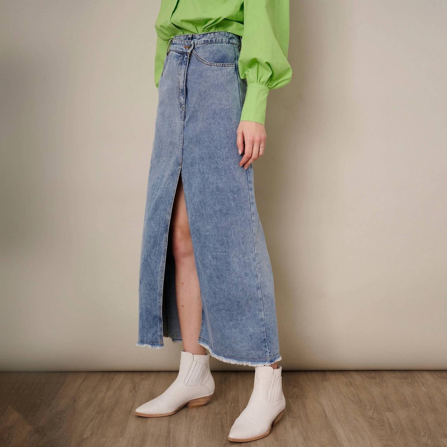 Asymmetrischer Jeans-Maxirock