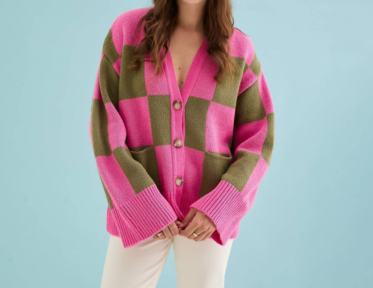 Candice Karierte Strickjacke