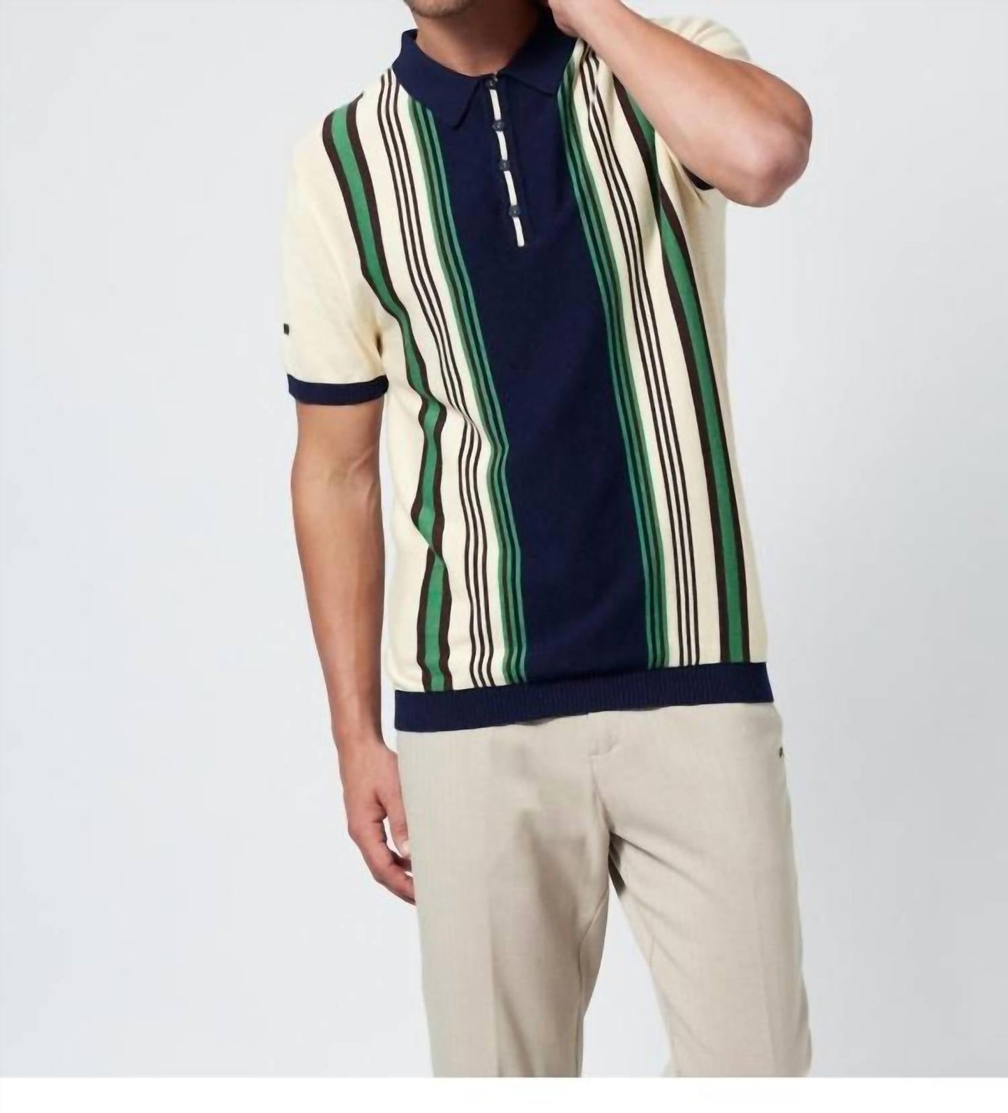 Gestreiftes Strickpolo "No Time For Dreaming" – Große Größen