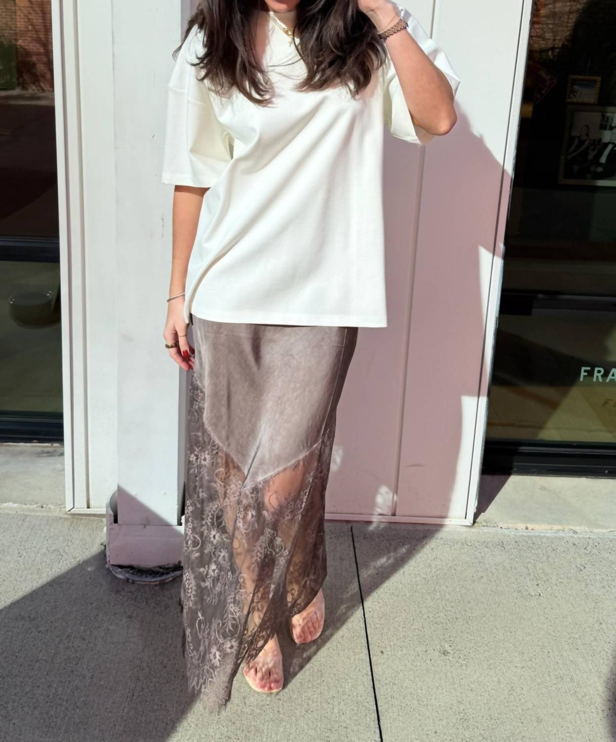 Damen Maxirock Claire mit Spitzenborte