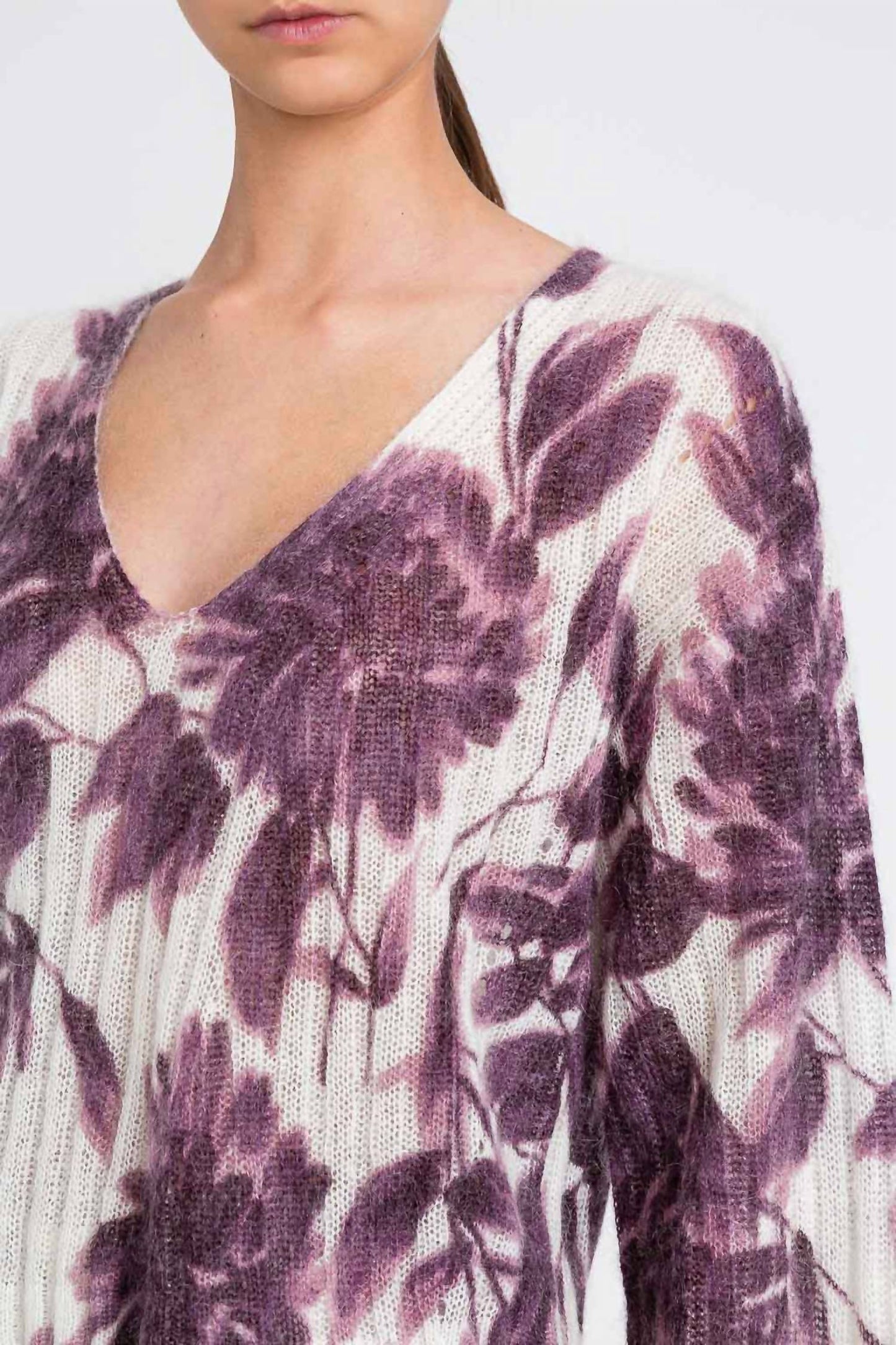Pullover aus Mohairmischung mit Blumenmuster
