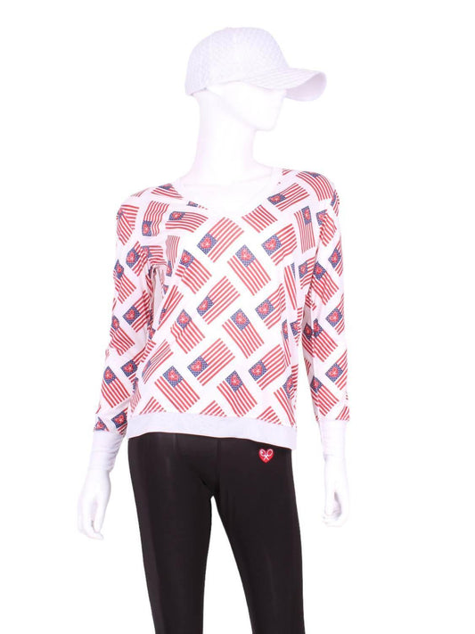 Women's Flag Long Sleeve Very Vee Tee