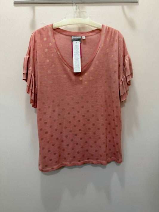 Women's Ruffle Sleeve Metallic Dot Top