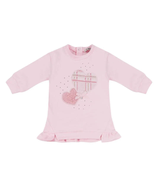 Mädchen Fleecekleid mit Herz-Applikation und langen Ärmeln
