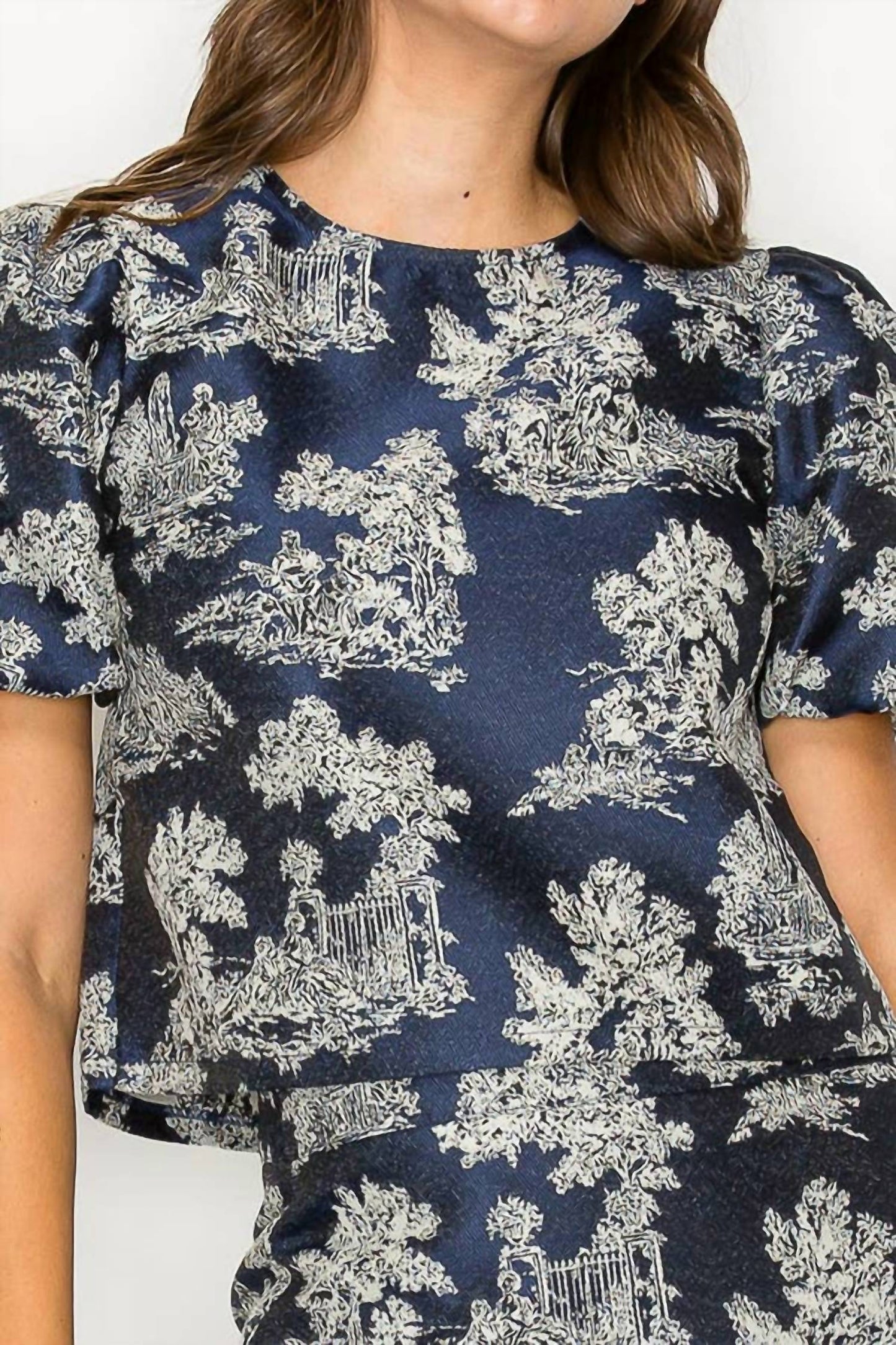 Oberteil mit Jacquardmuster aus Toile