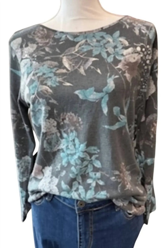 Women's Abstract Metallic Long Sleeve Top