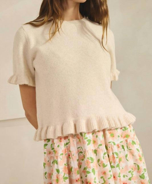 Ave Ruffle Wave Hem Knit Sweater