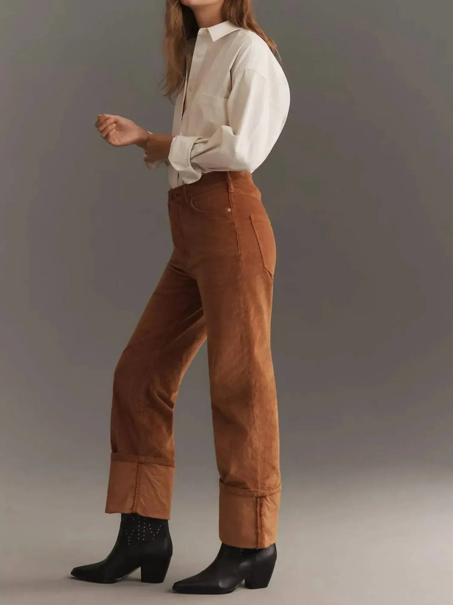 Scotty High-Rise Cordhose mit geradem Bein und Umschlag