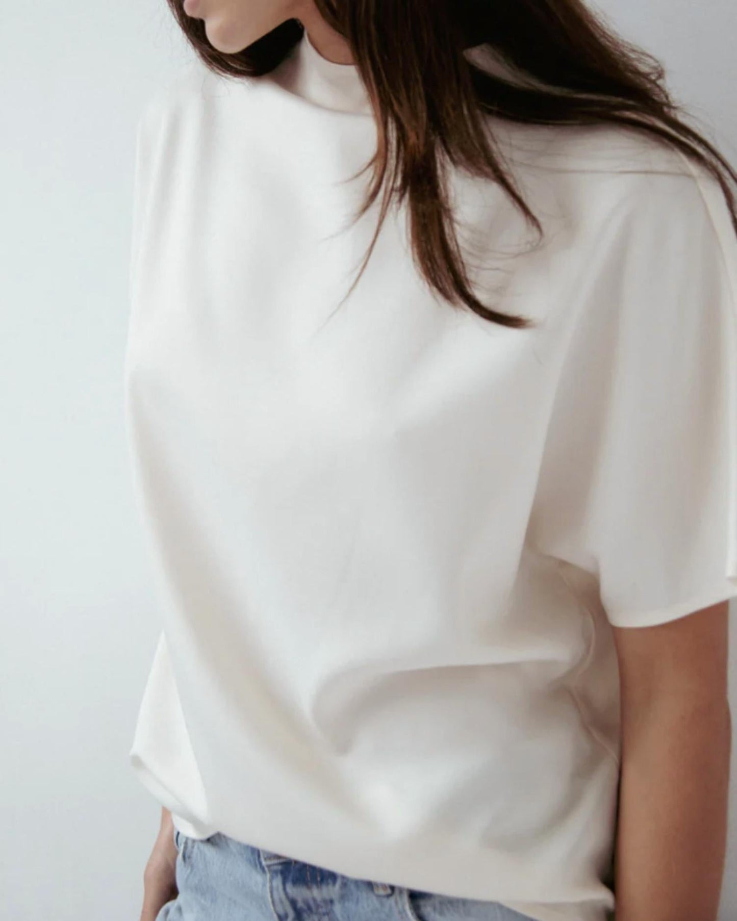 Damen-Fledermausärmel-Top aus Butter-Satin
