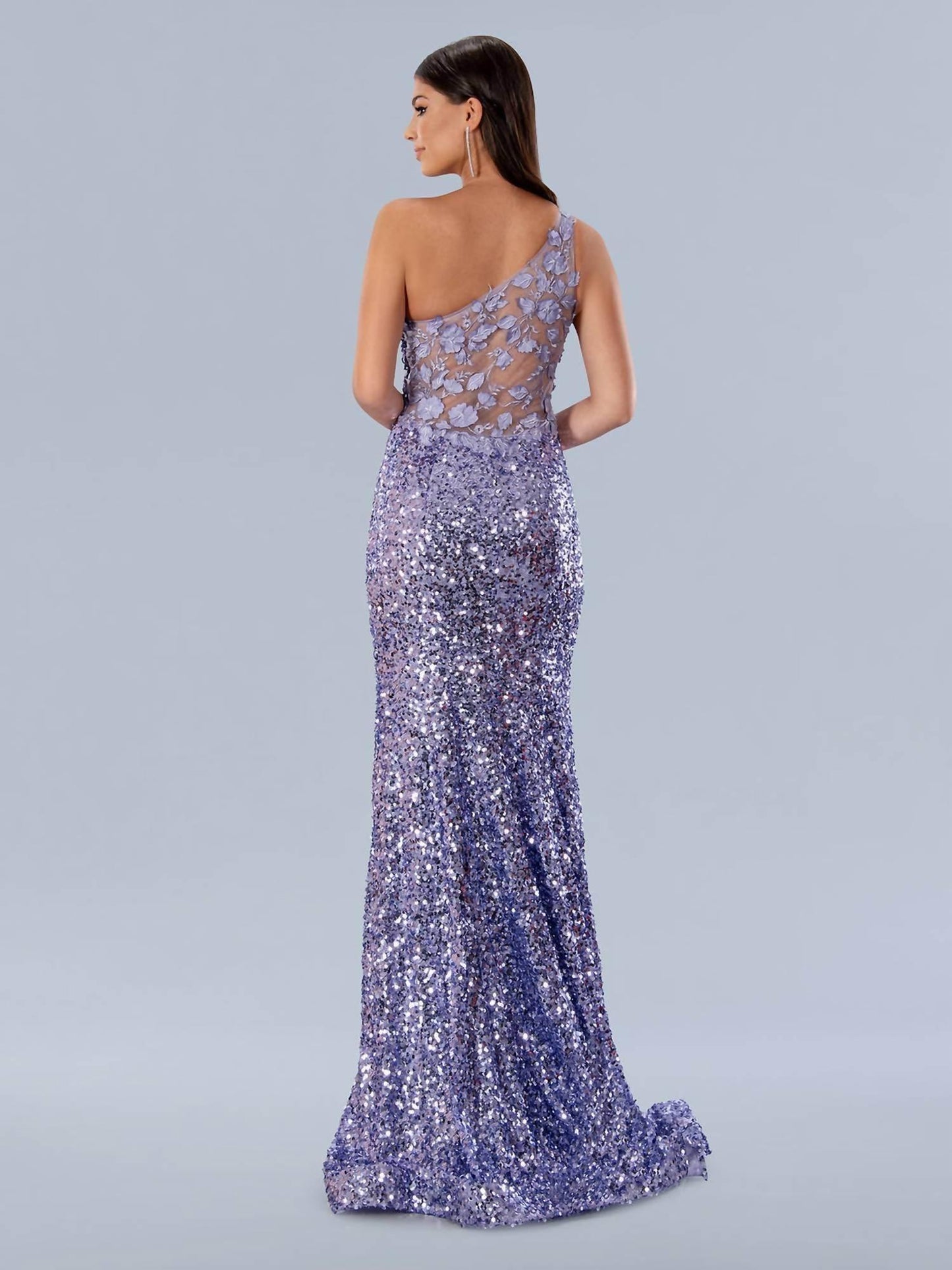 One-Shoulder-Pailletten-Spitzen-Ballkleid
