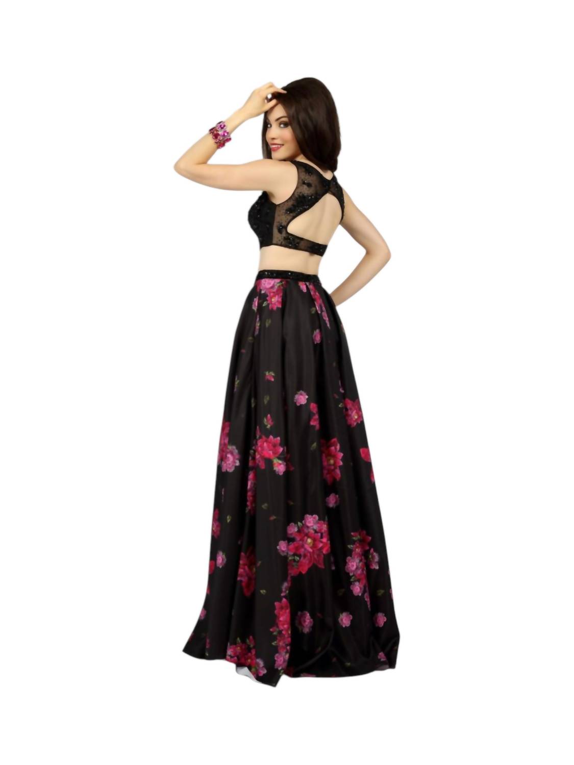 Zweiteiliges florales Abendkleid