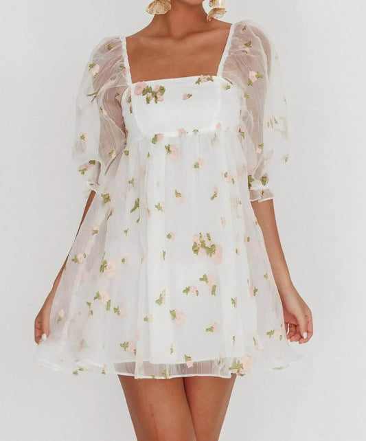 Floral Jacquard Organza Mini Dress
