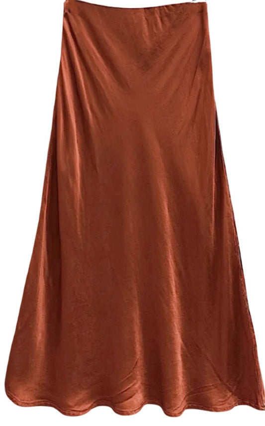 Women's Italian Satin Bias Cut Midi Skirt