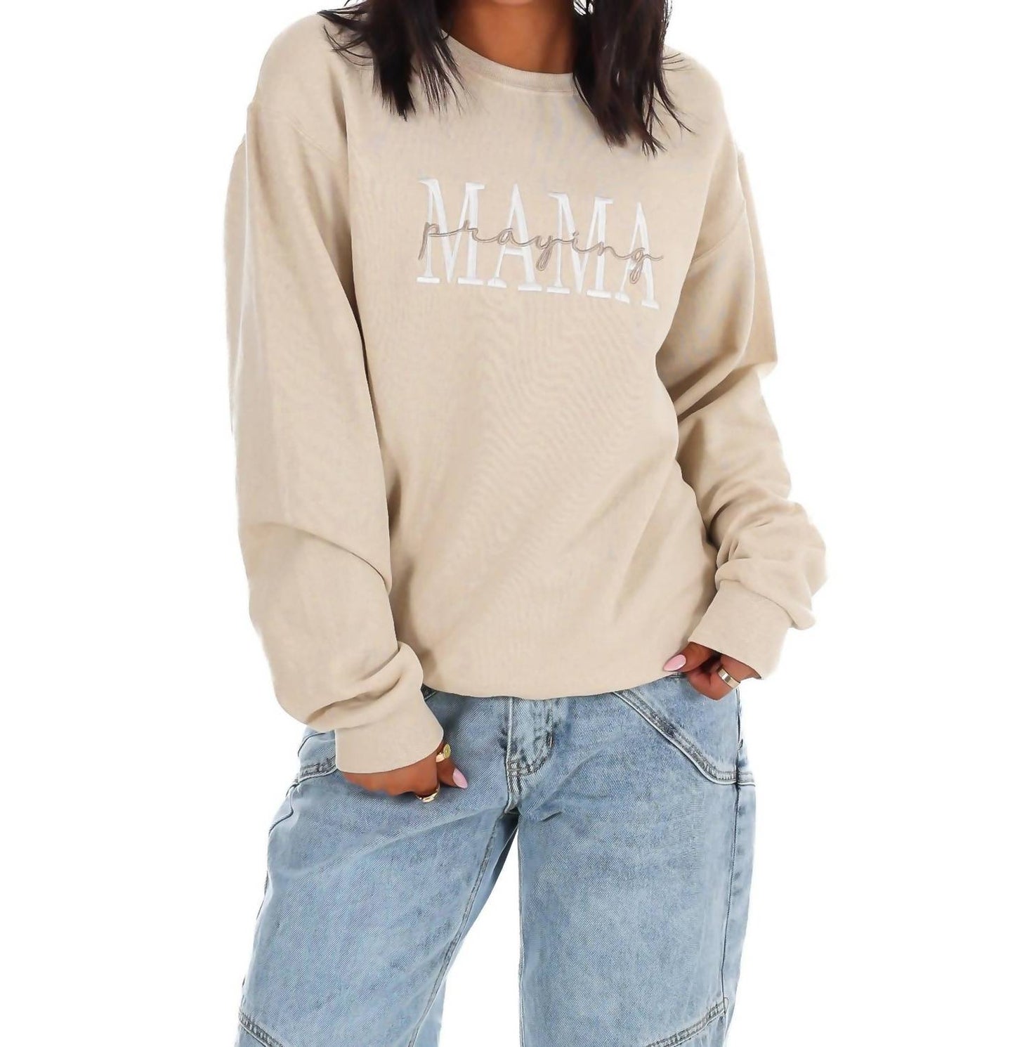 Besticktes Sweatshirt „Betende Mama“