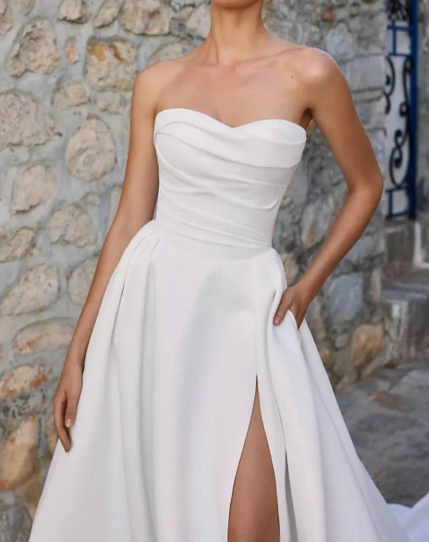 Satin Wedding Dress With Gauntlet Sleeve