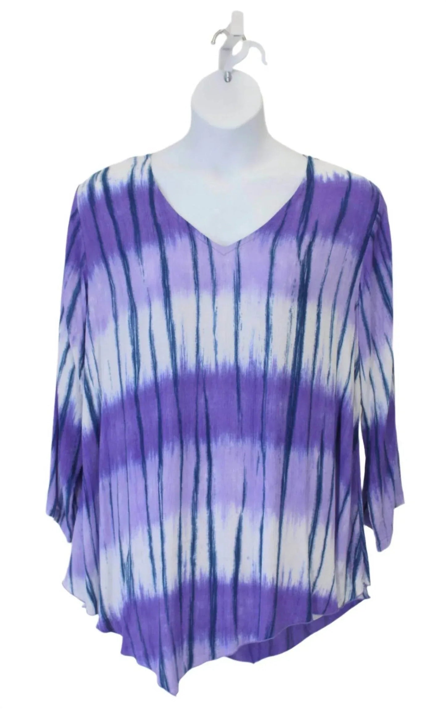 Damen Batik-Top mit V-Saum – PLUS